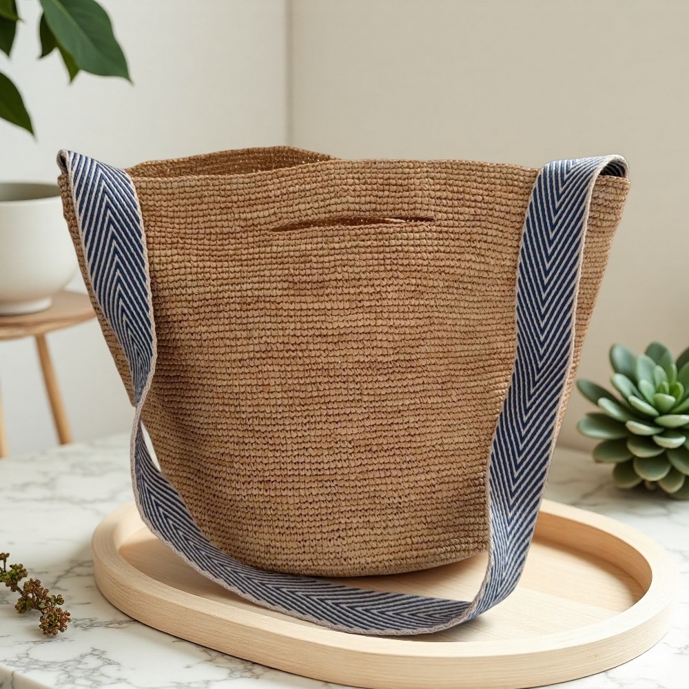 Crochet Bag Raffia - Nuova Borsa a Secchiello in Rafia
