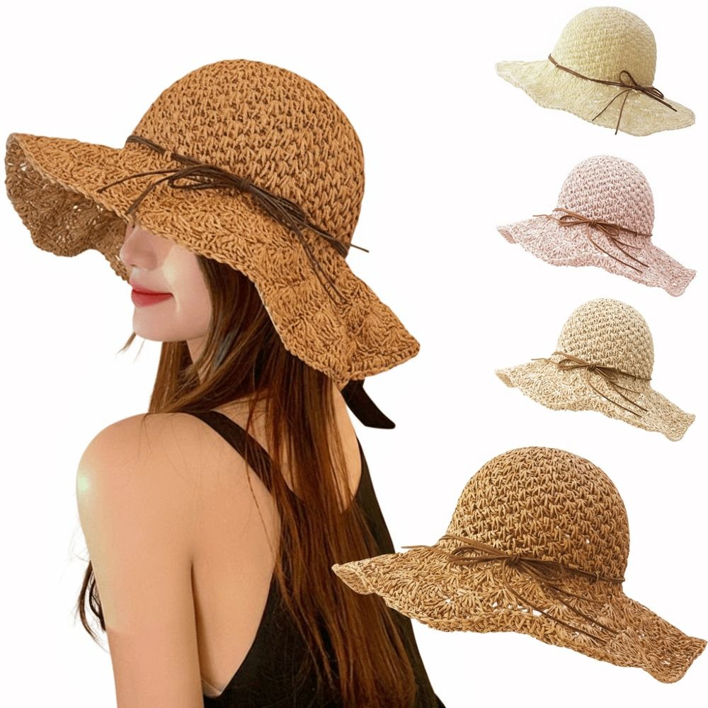 Hat Floppy Wide - Cappello di Paglia Intrecciato a Mano,