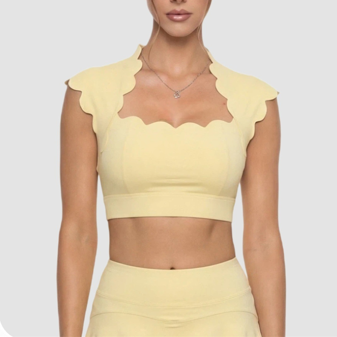 Crop Top Crochet - Top Sportivo da Donna con Imbottitura,