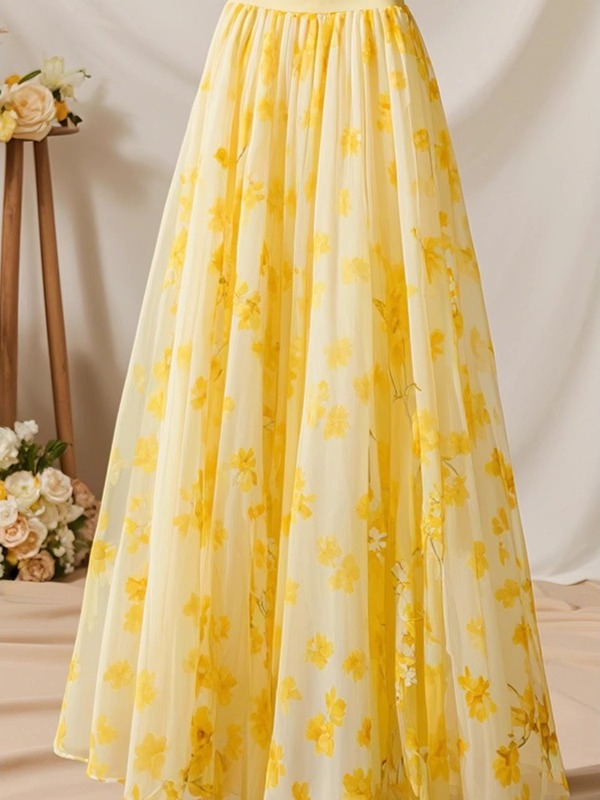 Gonna a trapezio gialla a vita - Midi Skirt Floral recensione e prezzo