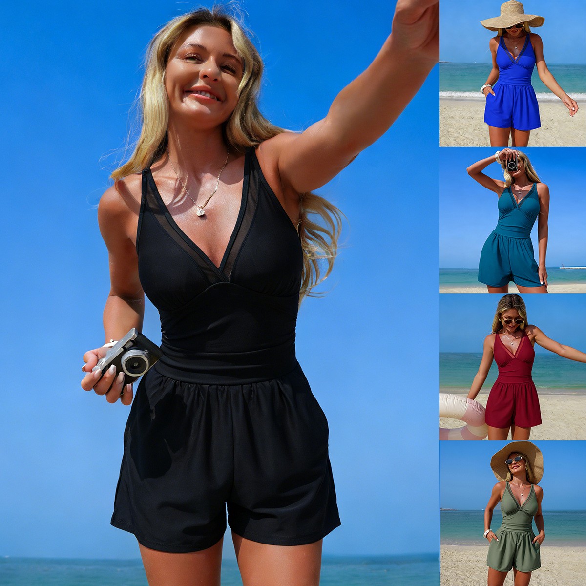 Costume da bagno nero a tinta  - Swimsuit Bikini Ruched recensione e prezzo