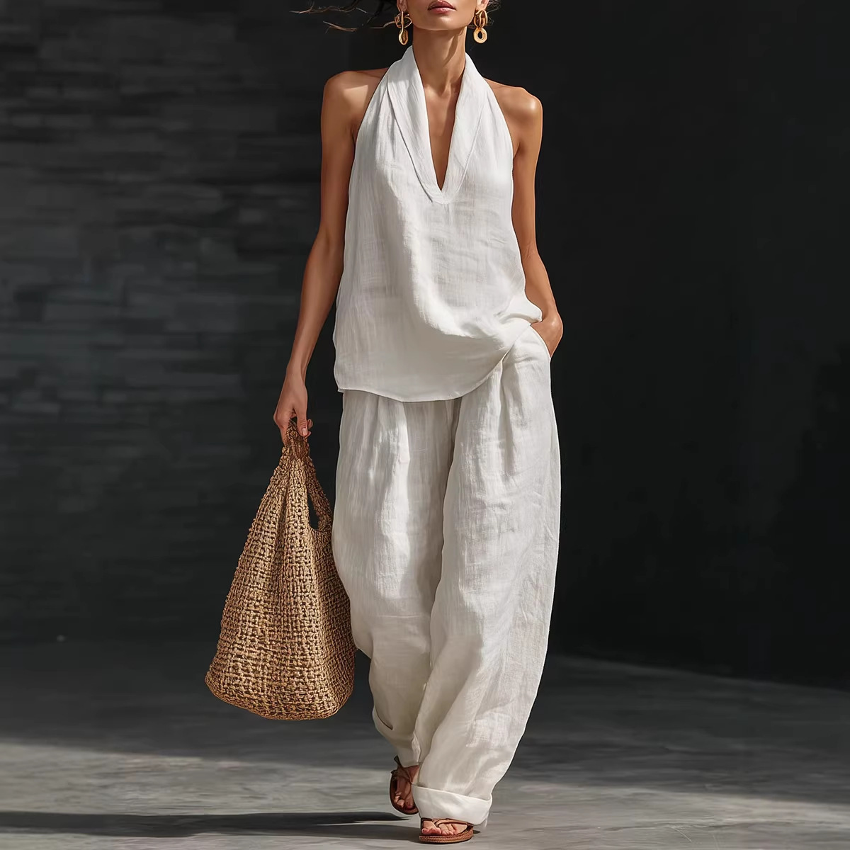 Completo estivo retrò in coton - Linen Pant Wide recensione e prezzo